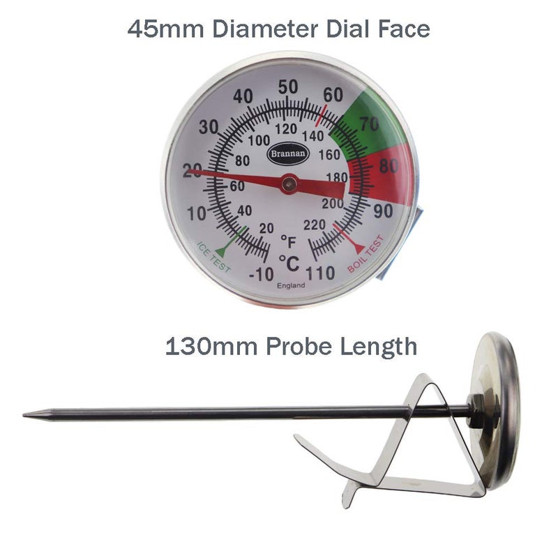 Brannan Frothy Milk Thermometer for Steaming Milk with 125 mm Stainless Steel Probe and Clip Barista Coffee Great for Frothing - Image 4